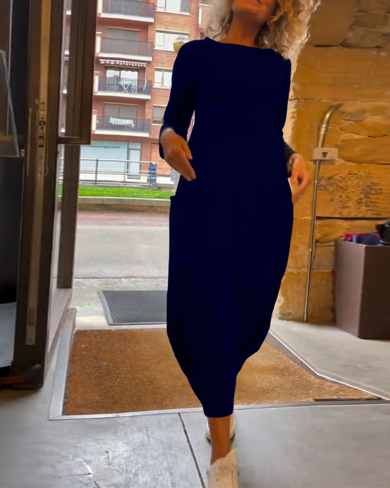 Elena - Casualowa gładka sukienka