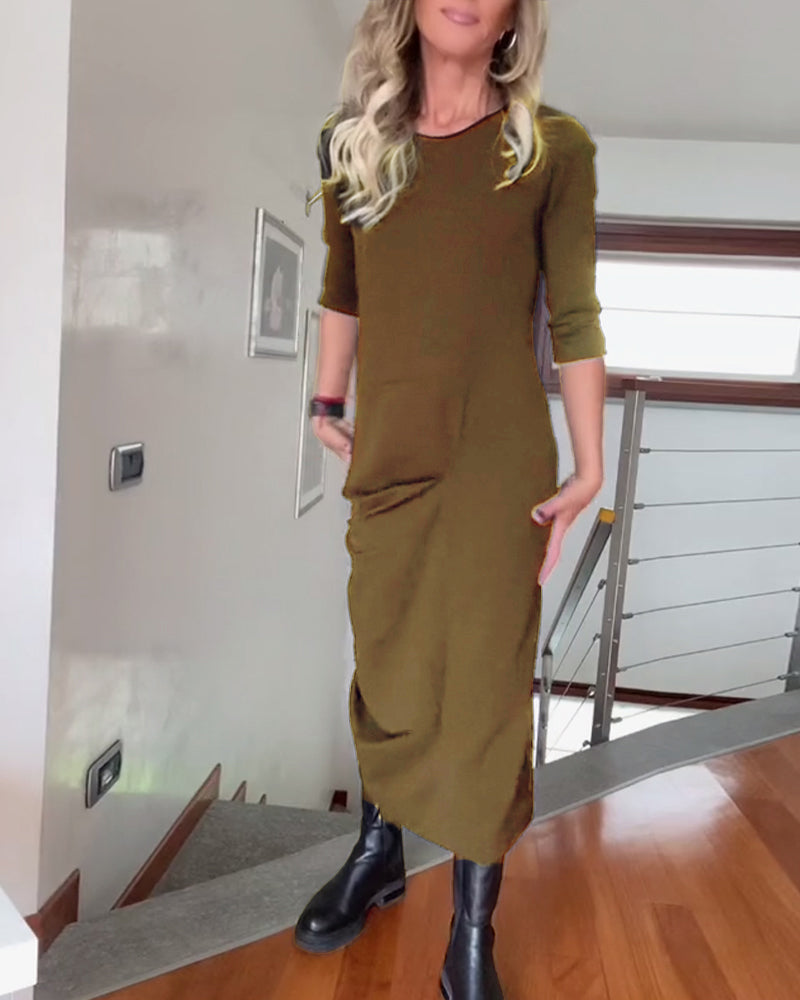 Solenne - Elegancka długa sukienka dresowa