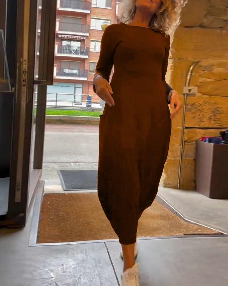 Elena - Casualowa gładka sukienka