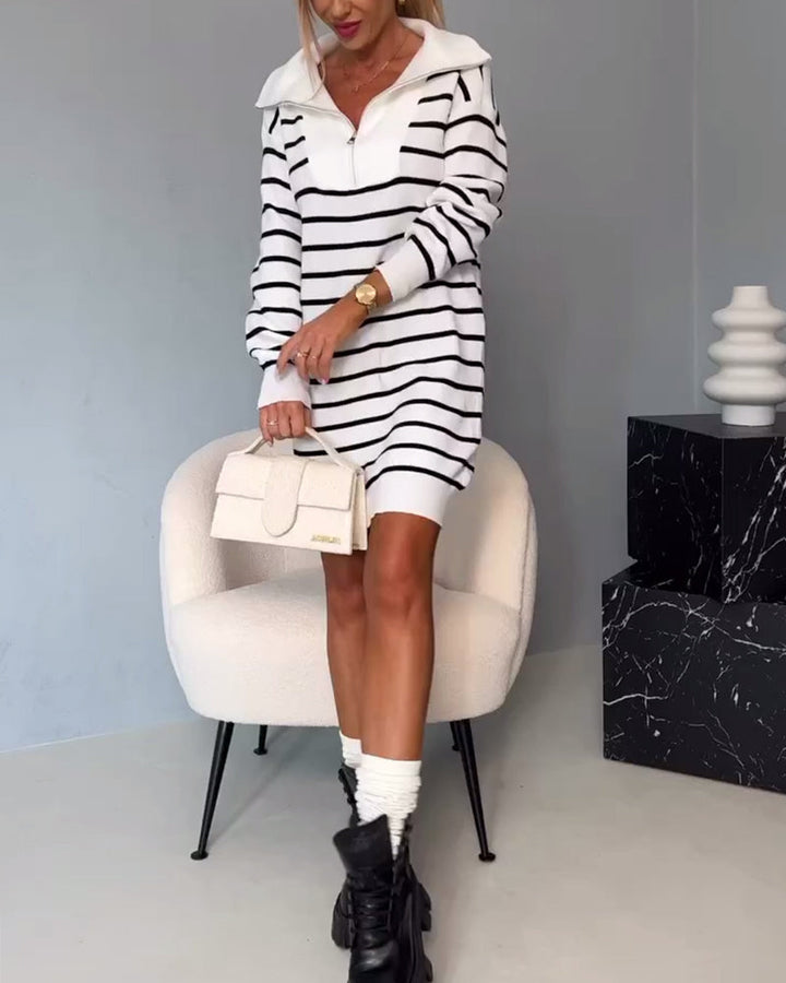 Marlene -Sukienka Sweterkowa w Paski