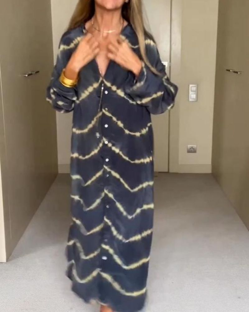 Estera - Długa sukienka w stylu boho w paski