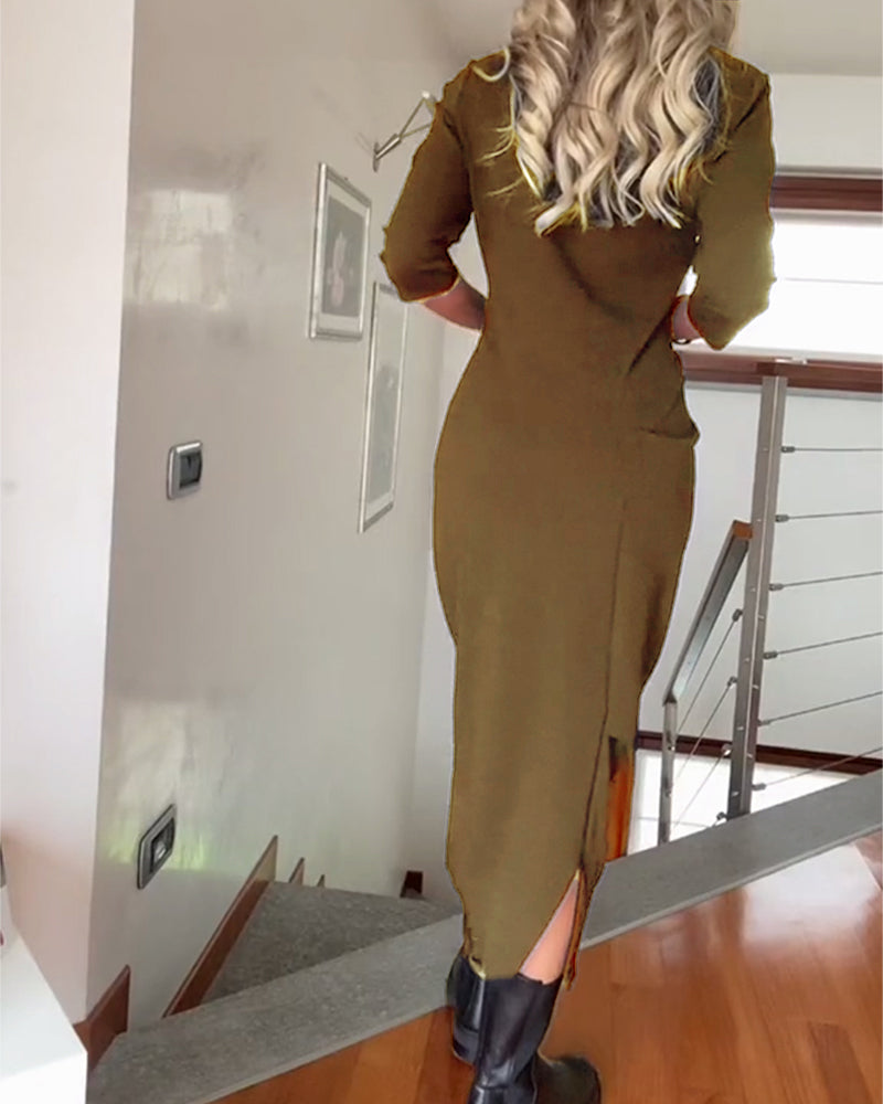 Solenne - Elegancka długa sukienka dresowa