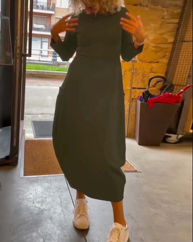 Elena - Casualowa gładka sukienka