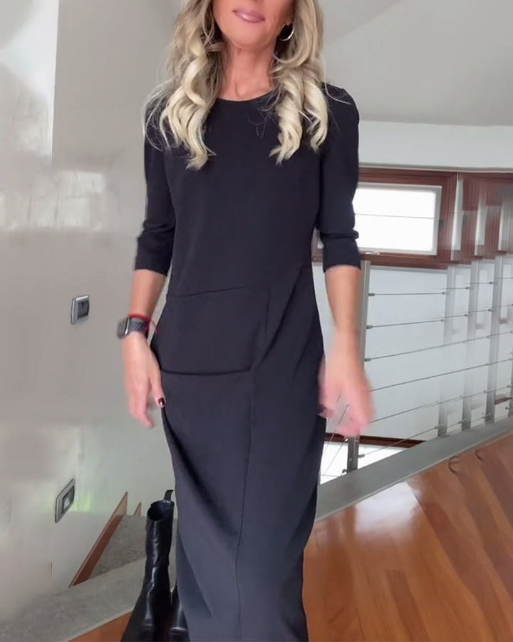 Solenne - Elegancka długa sukienka dresowa