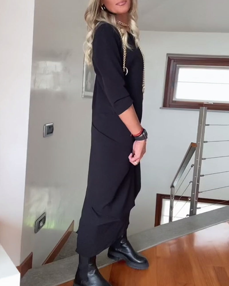 Solenne - Elegancka długa sukienka dresowa