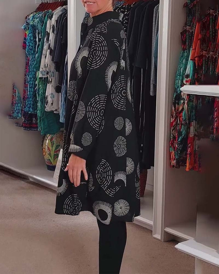 Naya Geo - Top na co dzień z klapami w geometryczny nadruk