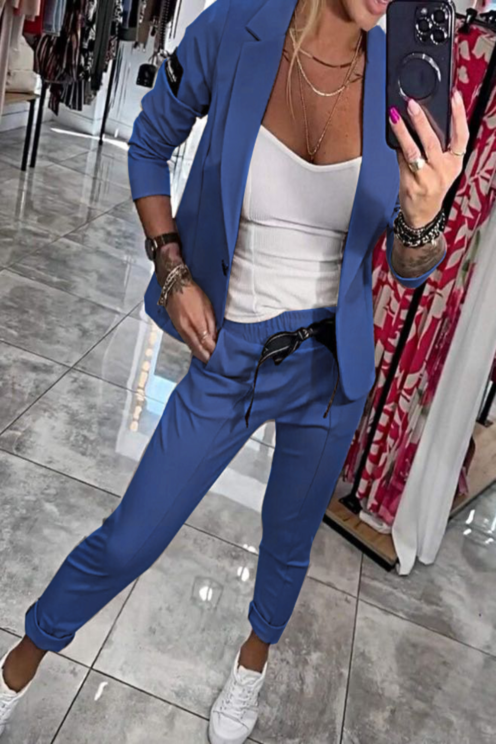 Moxie - Komplet damski dwuczęściowy top z kurtką i elastyczne spodnie