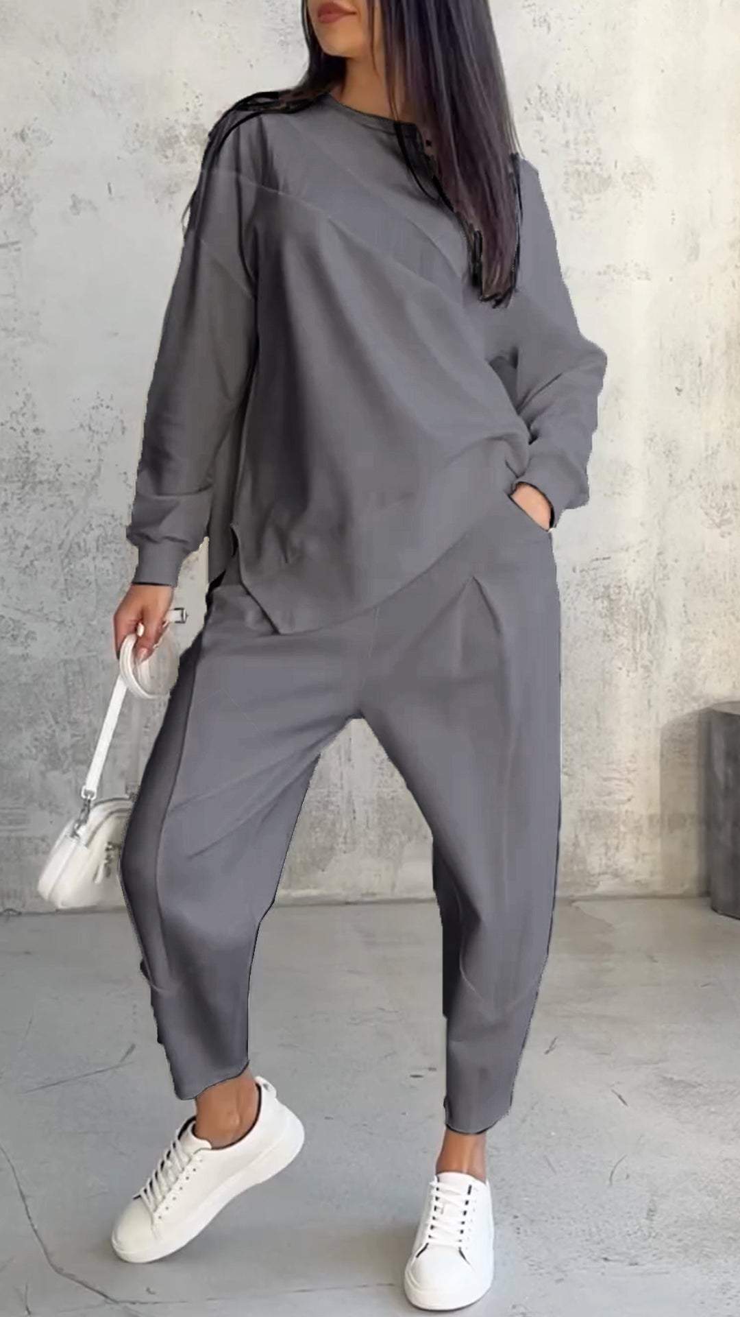 Babette - Dwuczęściowy komplet z okrągłym dekoltem i długim rękawem